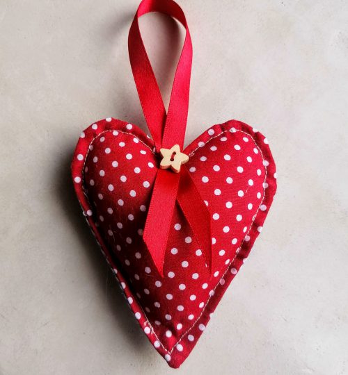 Little Lulu red polka dot hanging heart